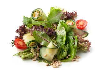 Fresh salad of vegetables, isolated on white background