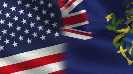 Usa and South Georgia Islands Realistic Half Flags Together