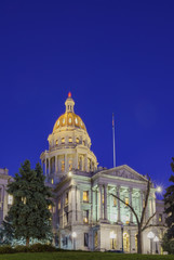 Night view of the historical Colorado State Capitol