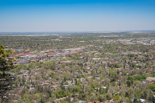 Aerial view of boulder cityscape