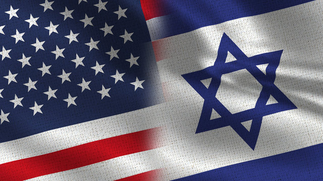 Usa Israel Realistic Half Flags Together