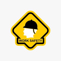 Work safety warning sign icon design vector