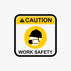 Fototapeta premium Work safety warning sign icon design vector