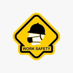 Work safety warning sign icon design vector