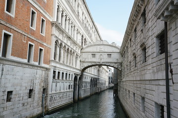 Fototapeta na wymiar Venice,Italy-July 25, 2018 : Ponte dei Sospiri or the Bridge of Sighs in Venice