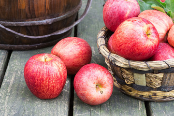 Red Apples in a Rustic Setting