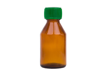 Single small brown bottle with drug.