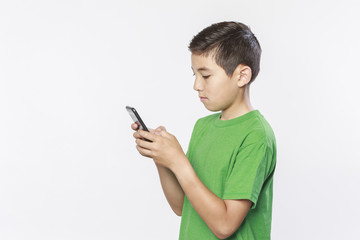 Fototapeta premium Concept photo of boy texting.