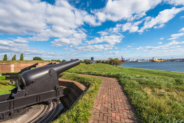 Cannons at Fort McHenry, in Baltimore, Maryland