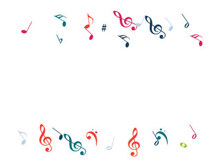 Music Notes Confetti Falling Chaos Vector. Music Symbols Texture Poster Background Elements. Party Night, Festival, Celebration or Concert, Melody Notes Trail. Decorative Song Sheets Chaos Effect.