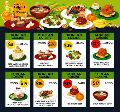Korean cuisine restaurant lunch menu card design