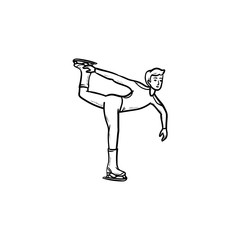 Male figure skater hand drawn outline doodle icon © Visual Generation
