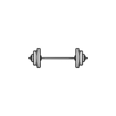 Weightlifting barbell hand drawn outline doodle icon. Weightlifting equipment, bodybuilding and gym concept. Vector sketch illustration for print, web, mobile and infographics on white background.