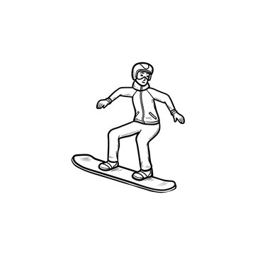 Snowboarder hand drawn outline doodle icon