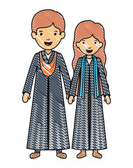 couple graduates avatars characters vector illustration design