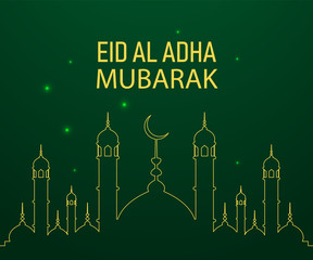 Eid Mubarak Islamic vector design greeting card template with Eid Mubarak