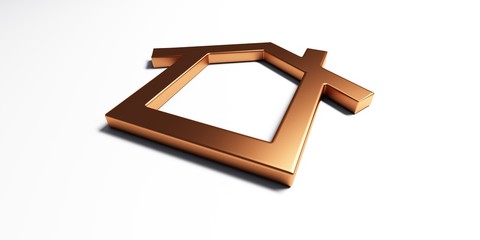 Bronze House Bird Eye View. 3D Render Illustration