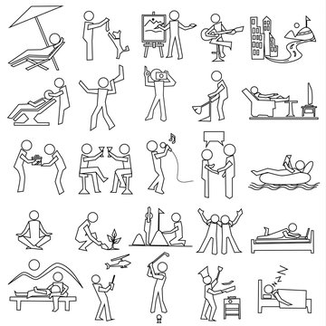 outline relaxation icon set, simple vector draw
