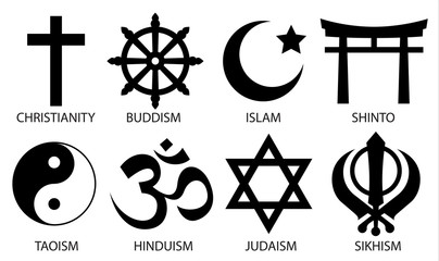 world religion symbol icon set - 216591137