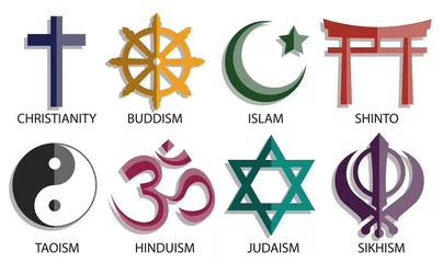 Deurstickers world religion symbol icon set © chartgraphic