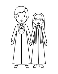 couple graduates avatars characters vector illustration design