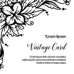 Vintage greeting card with floral hand draw vector illustration