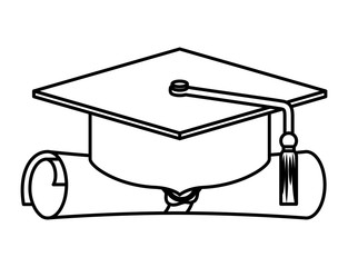 hat graduation with diploma vector illustration design