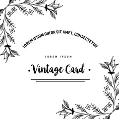 Vintage greeting card with floral hand draw vector illustration