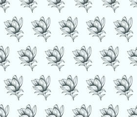 abstract flower line art seamless pattern vector illustration.cdr