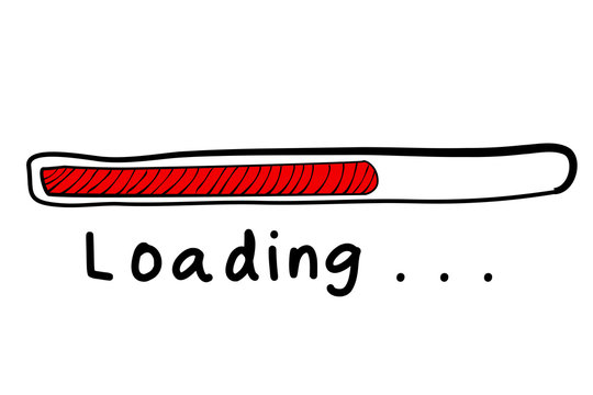 a drawing of a red and black pencil on a white background - loading progress bar sign, simple vector
