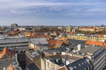 Fototapeta na wymiar Copenhagen aerial view city skyline from Round Tower, Copenhagen Denmark