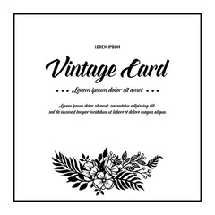 Vintage card with flower design hand draw vector illustration