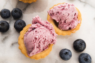 Fruit ice cream with blueberries