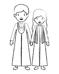 couple graduates avatars characters vector illustration design
