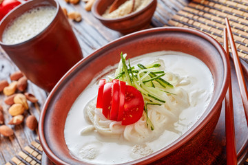 kong-guksu - cold korean soup, top view