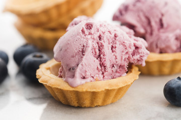 Fruit ice cream with blueberries