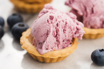 Fruit ice cream with blueberries