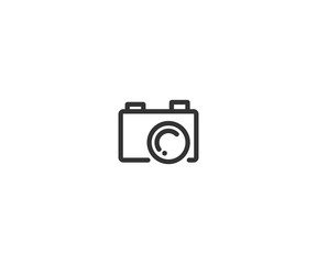 camera flat icon design. line art logo vector