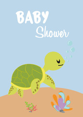 baby shower card with turtle.
