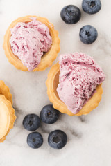 Fruit ice cream with blueberries