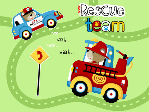 Vector illustration of rescue team cartoon
