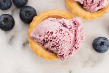 Fruit ice cream with blueberries