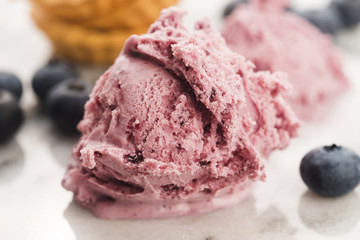 Fruit ice cream with blueberries