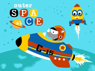 Obraz premium vector cartoon of journey to outer space