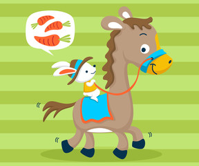 Vector illustration of animals cartoon on striped background