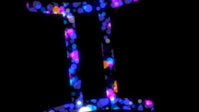 Zodiac constellation bokeh light pattern design illustration isolated on black background, seamless looping animation 4K with copy space