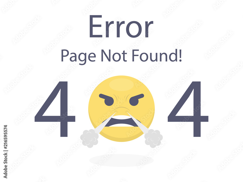 Fototapete 404 error page not found angry emoji isolated in white background vector