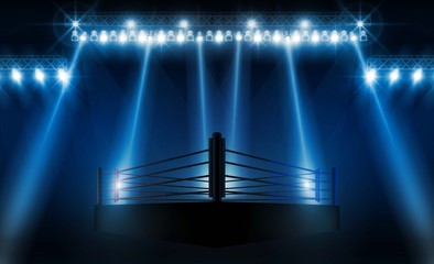 Boxing ring arena vs letters for sports and fight competition. Battle and match design. Vector illumination - obrazy, fototapety, plakaty