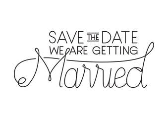 married celebration card with hand made font vector illustration design