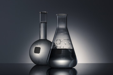 experiment equipment plike on the black background.